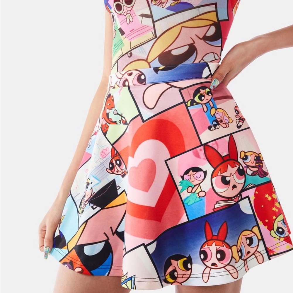 Powerpuff girls Colorful Cartoon Print Dress